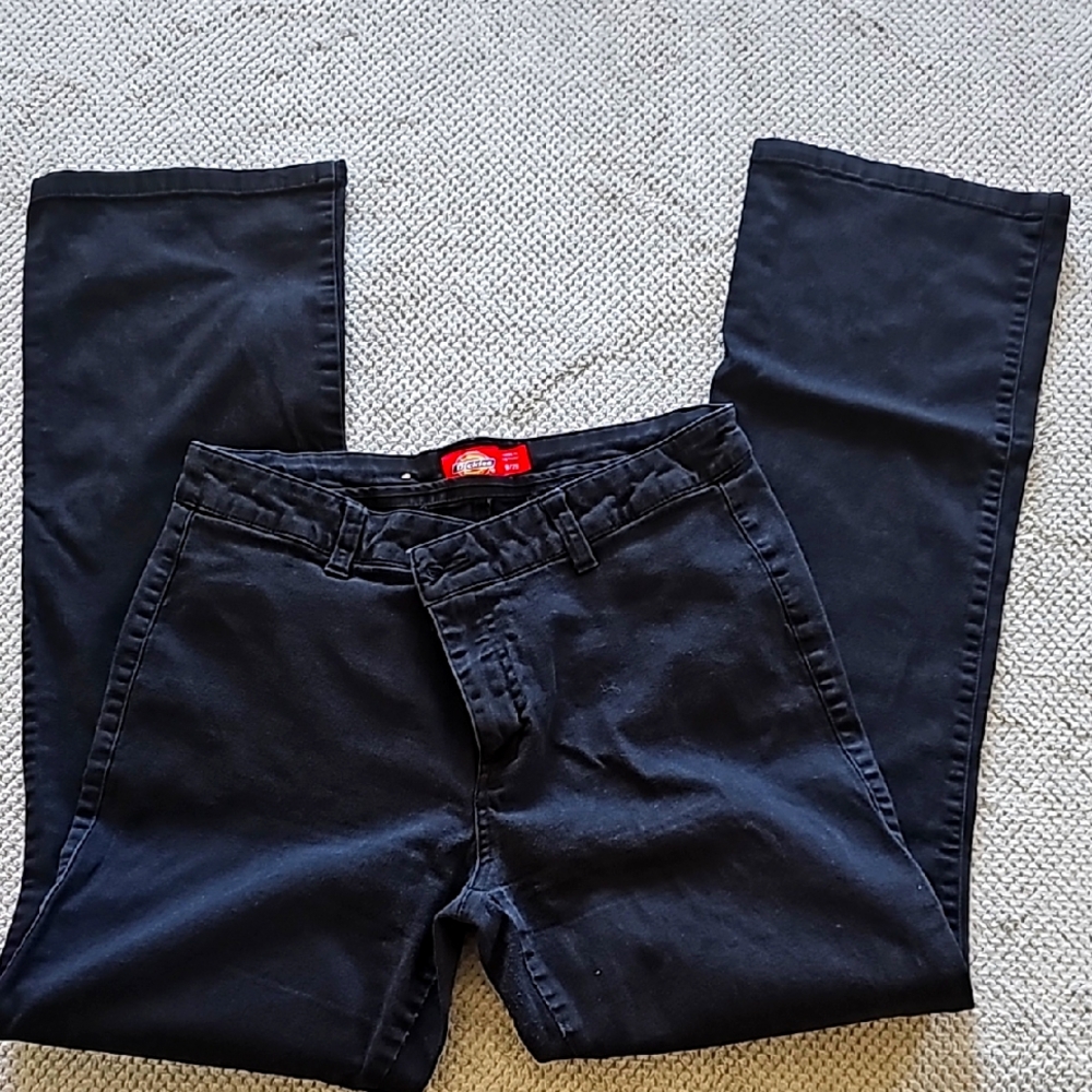 Dickies Flat Front Boot Cut Black Pants 9